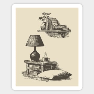 Cozy Bedside Reading Nook Sticker